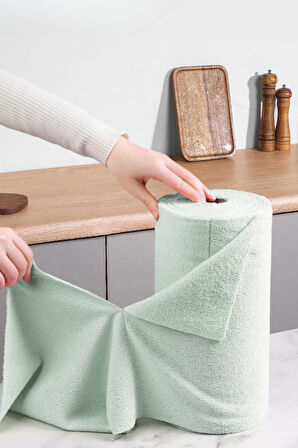 Çok Amaçlı Rulo Mikrofiber Temizlik Bezi 30x30 75 Yapraklı Yosun Yeşili