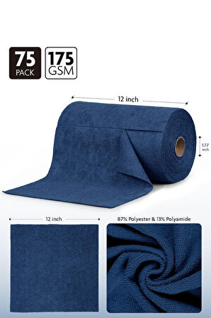 Çok Amaçlı Rulo Mikrofiber Temizlik Bezi 30x30 75 Yapraklı Lacivert
