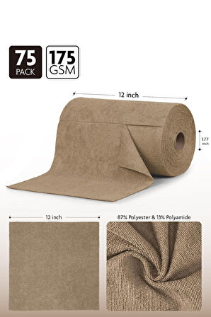 Çok Amaçlı Rulo Mikrofiber Temizlik Bezi 30x30 75 Yapraklı Kahverengi
