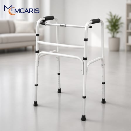 Katlanabilir Yürüteç Beyaz | MCARIS Walker Hasta Yaşlı Yürüteci | Boru Çapı 25 mm