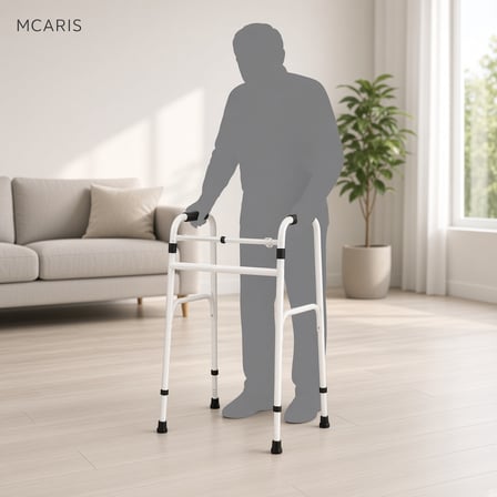 Katlanabilir Yürüteç Beyaz | MCARIS Walker Hasta Yaşlı Yürüteci | Boru Çapı 25 mm