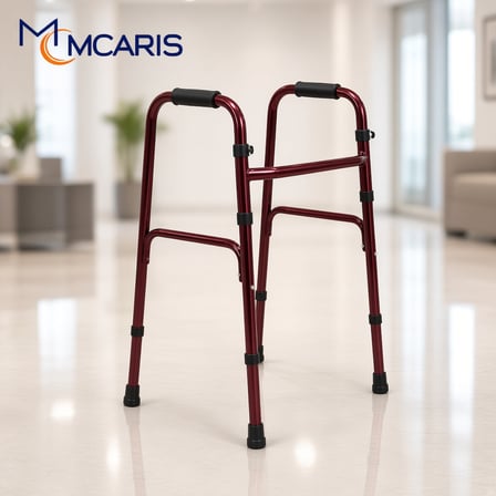 Katlanabilir Yürüteç Bordo | MCARIS Walker Hasta Yaşlı Yürüteci | Boru Çapı 25 mm
