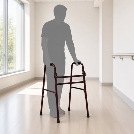 Katlanabilir Yürüteç Bordo | MCARIS Walker Hasta Yaşlı Yürüteci | Boru Çapı 25 mm