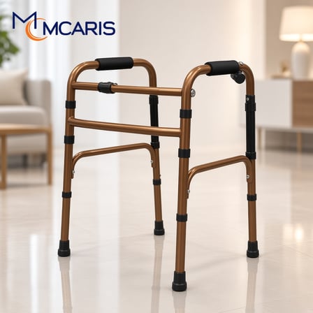 Katlanabilir Yürüteç Bronz | MCARIS Metal Walker | Boru Çapı 25 mm