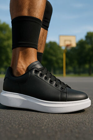 Günlük Erkek Spor Ayakkabı Bağcıklı Dikiş Detaylı Hafif Kalın Yüksek Taban Sneaker MC001