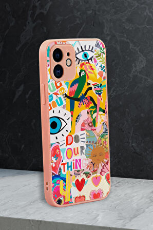 iPhone 11 Uyumlu Fun Desenli Glossy Glass Kamera Korumalı Silikonlu Telefon Kılıfı