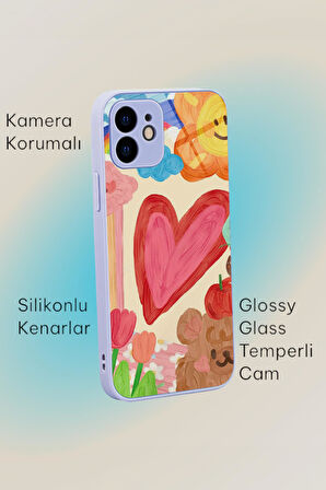iPhone 11 Uyumlu Funny Desenli Glossy Glass Kamera Korumalı Silikonlu Telefon Kılıfı