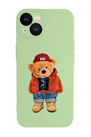 iPhone 13 Uyumlu Teddy Bear Desenli Kamera Lens Korumalı Darbe Emici Premium Silikonlu Kılıf