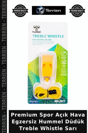 Premium Spor Açık Hava Egzersiz Hummel Düdük Treble Whistle Sarı