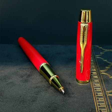 Premium Mandala Desenli Masaüstü Aksesuar Ofis Gereci Metal Roller Kırmızı Kalem