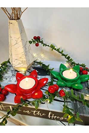 2'li Çiçek Tealight Mumluk ve Mum Seti