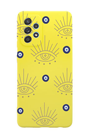 Samsung A72 Uyumlu Evil Eye Desenli Premium Silikonlu Telefon Kılıfı