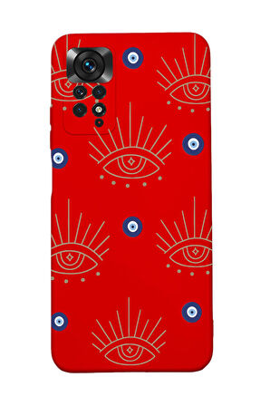 Xiaomi Redmi Note 11 Uyumlu Uyumlu Evil Eye Desenli Premium Silikonlu Lansman Telefon Kılıfı