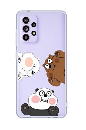 Samsung A72 Uyumlu Cute Animals Desenli Premium Şeffaf Silikon Kılıf