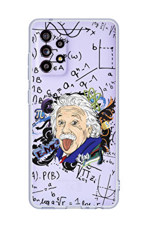 Samsung A72 Einstein In Formula Desenli Premium Şeffaf Silikon Kılıf