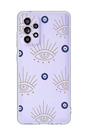 Samsung A72 Uyumlu Evil Eye Desenli Premium Şeffaf Silikon Kılıf