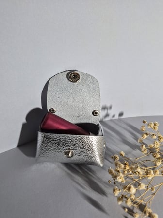 Gogo Mini Çanta Charm Hakiki Deri Gümüş 6.5x4 cm