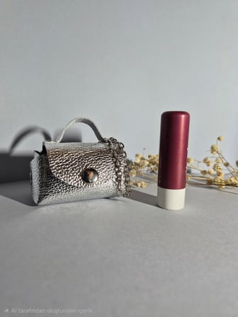 Gogo Mini Çanta Charm Hakiki Deri Gümüş 6.5x4 cm