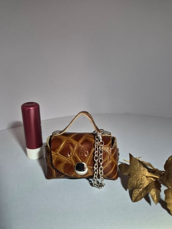 Gogo Mini Çanta Charm Hakiki Deri Kahverengi 6.5x4x4 cm