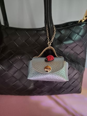 Gogo Mini Çanta Charm Hakiki Deri Açık Mavi