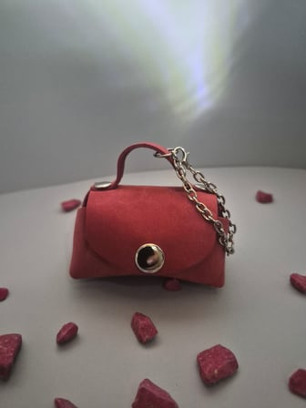 Gogo Mini Çanta Charm Hakiki Deri Gülkurusu 6.5x4x4 cm