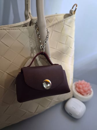 Gogo Mini Çanta Charm Hakiki Deri Bordo Çanta Aksesuarı