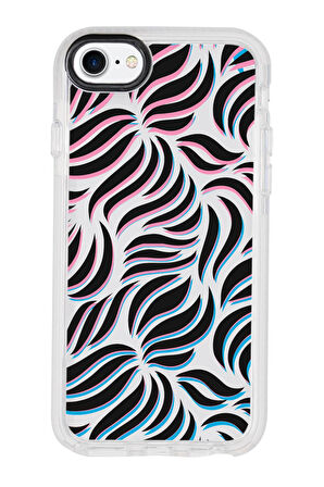 iPhone 8 Uyumlu Color Wave Desenli Candy Bumper Silikonlu Telefon Kılıfı