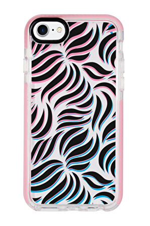 iPhone 8 Uyumlu Color Wave Desenli Candy Bumper Silikonlu Telefon Kılıfı