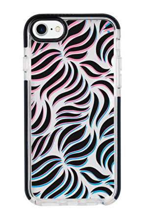 iPhone 8 Uyumlu Color Wave Desenli Candy Bumper Silikonlu Telefon Kılıfı