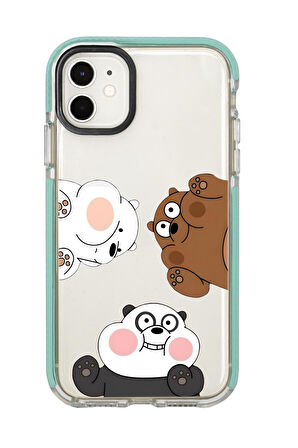 iPhone 12 Uyumlu Cute Animals Desenli Candy Bumper Silikonlu Telefon Kılıfı