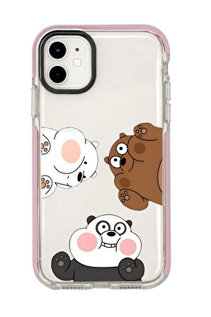 iPhone 12 Mini Uyumlu Cute Animals Desenli Candy Bumper Silikonlu Telefon Kılıfı