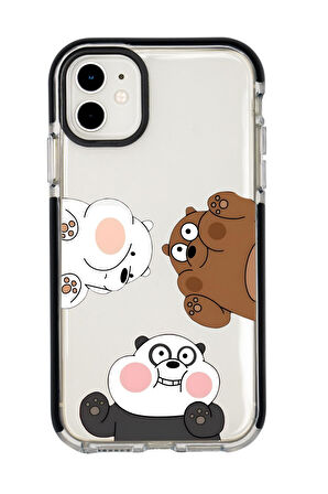 iPhone 12 Mini Uyumlu Cute Animals Desenli Candy Bumper Silikonlu Telefon Kılıfı