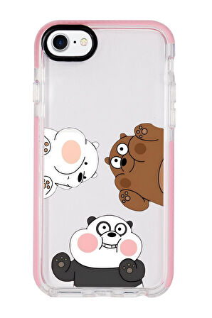 iPhone SE 2020 Uyumlu Cute Animals Desenli Candy Bumper Silikonlu Telefon Kılıfı