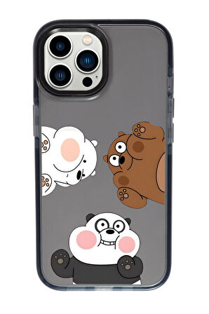 iPhone 13 Pro Max Uyumlu Cute Animals Desenli Candy Bumper Silikonlu Telefon Kılıfı