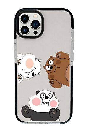 iPhone 13 Pro Max Uyumlu Cute Animals Desenli Candy Bumper Silikonlu Telefon Kılıfı