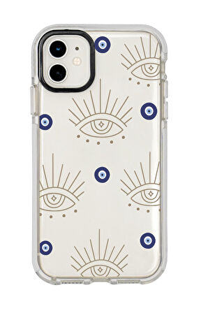iPhone 12 Uyumlu Evil Eye Desenli Candy Bumper Silikonlu Telefon Kılıfı