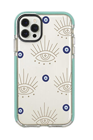 iPhone 12 Pro Uyumlu Evil Eye Desenli Candy Bumper Silikonlu Telefon Kılıfı