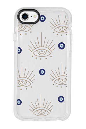 iPhone 8 Uyumlu Evil Eye Desenli Candy Bumper Silikonlu Telefon Kılıfı