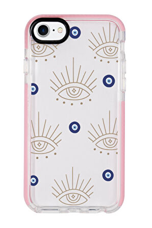iPhone 8 Uyumlu Evil Eye Desenli Candy Bumper Silikonlu Telefon Kılıfı