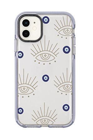 iPhone 11 Uyumlu Evil Eye Desenli Candy Bumper Silikonlu Telefon Kılıfı
