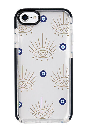 iPhone SE 2020 Uyumlu Evil Eye Desenli Candy Bumper Silikonlu Telefon Kılıfı
