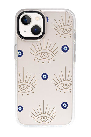 iPhone 13 Uyumlu Evil Eye Desenli Candy Bumper Silikonlu Telefon Kılıfı
