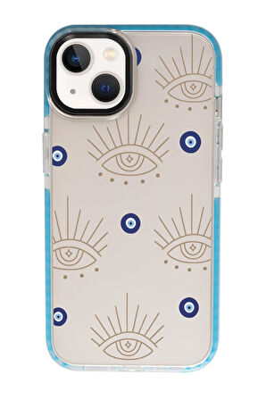 iPhone 13 Uyumlu Evil Eye Desenli Candy Bumper Silikonlu Telefon Kılıfı