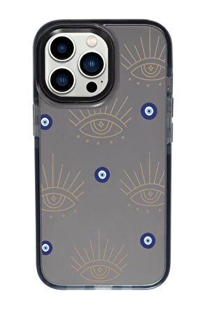 iPhone 13 Pro Uyumlu Evil Eye Desenli Candy Bumper Silikonlu Telefon Kılıfı