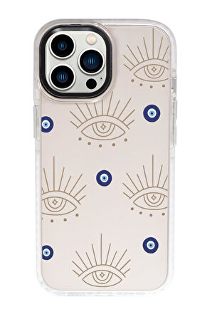 iPhone 13 Pro Max Uyumlu Evil Eye Desenli Candy Bumper Silikonlu Telefon Kılıfı