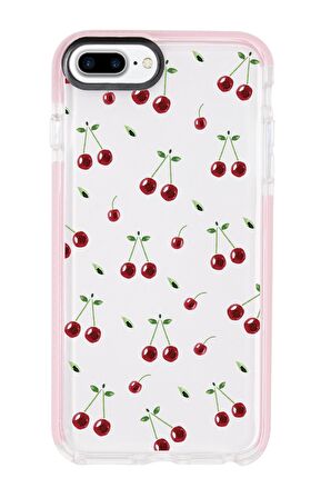 iPhone 7 Plus Uyumlu Kiraz Candy Bumper Silikonlu Telefon Kılıfı