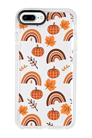 iPhone 8 Plus Uyumlu Sonbahar Desenli Candy Bumper Silikonlu Telefon Kılıfı