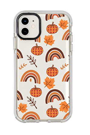 iPhone 12 Uyumlu Sonbahar Desenli Candy Bumper Silikonlu Telefon Kılıfı