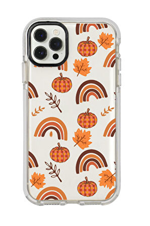 iPhone 12 Pro Uyumlu Sonbahar Desenli Candy Bumper Silikonlu Telefon Kılıfı