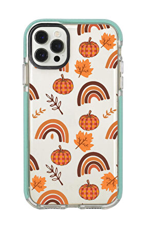 iPhone 12 Pro Uyumlu Sonbahar Desenli Candy Bumper Silikonlu Telefon Kılıfı